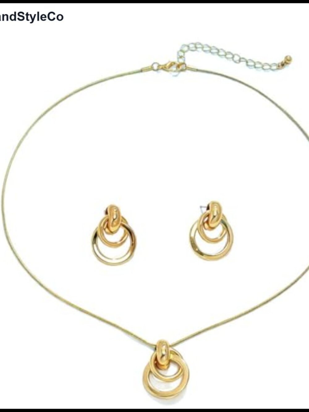 Gold Knot Pendant Necklace Earrings Set Dainty Statement Jewelry for Women